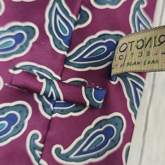 Vintage Hand Made in Italy Silk Purple Paisley Tie - Picture 3 of 10
